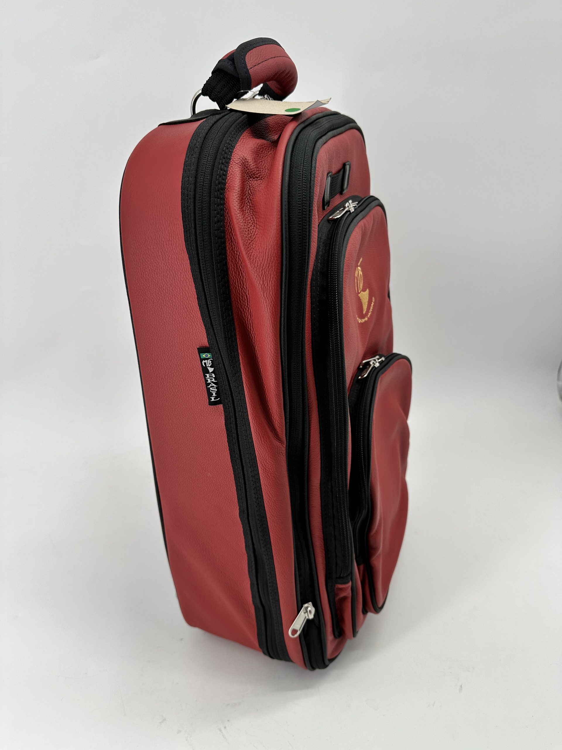 Marcus Bonna Square Backpack : rood leder met zwart leder rand - Afbeelding 2