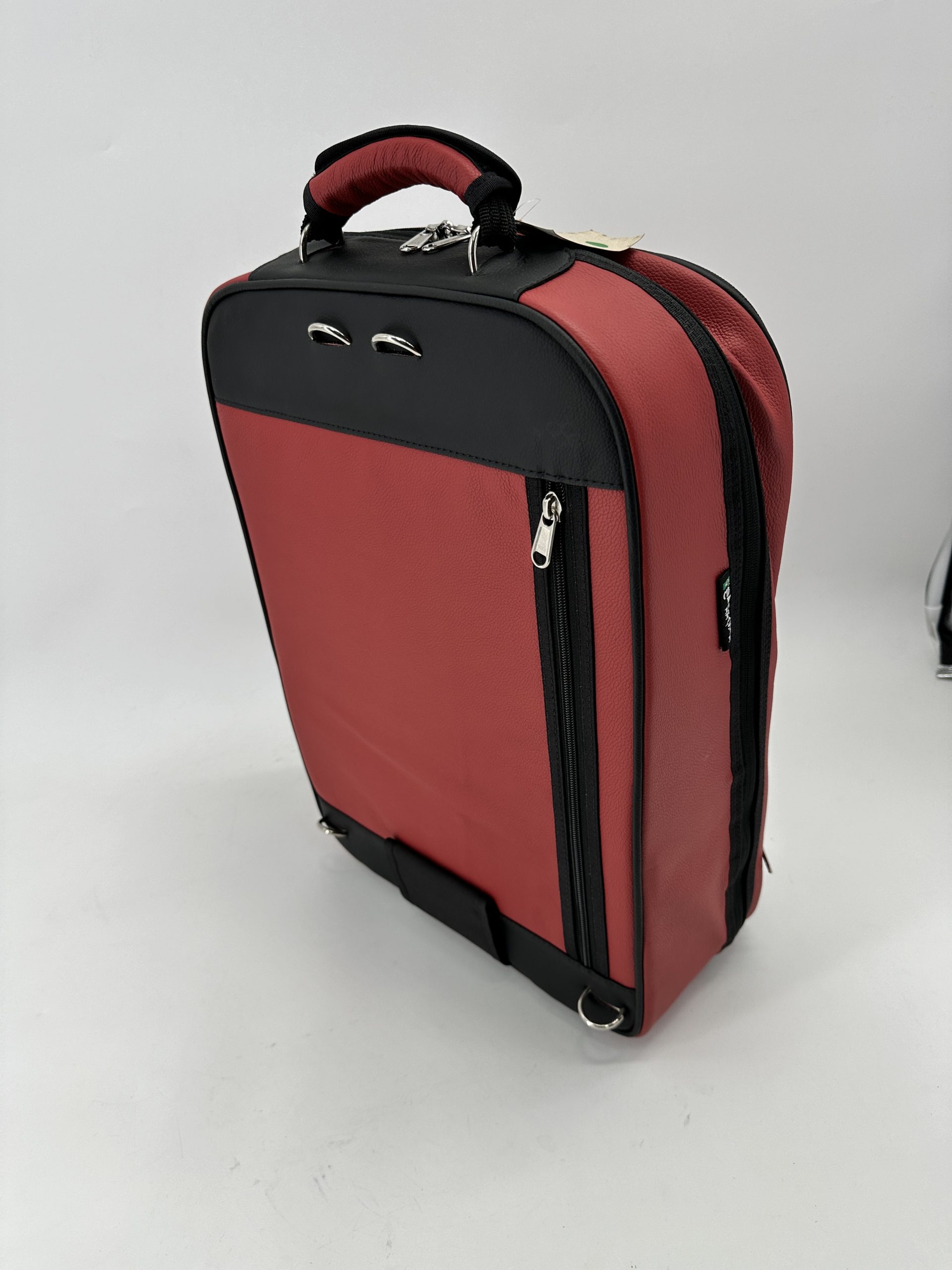 Marcus Bonna Square Backpack : rood leder met zwart leder rand - Afbeelding 3